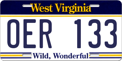 WV license plate OER133