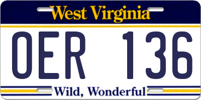 WV license plate OER136
