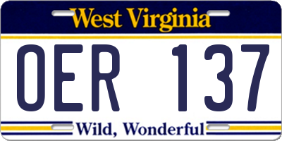 WV license plate OER137