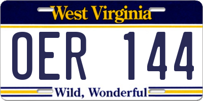 WV license plate OER144