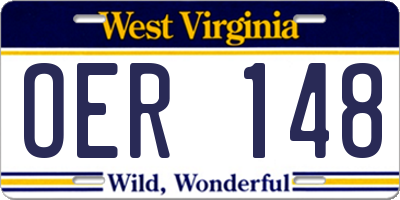 WV license plate OER148