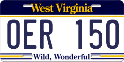 WV license plate OER150
