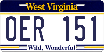 WV license plate OER151