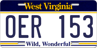 WV license plate OER153