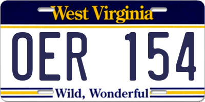 WV license plate OER154
