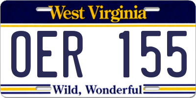WV license plate OER155
