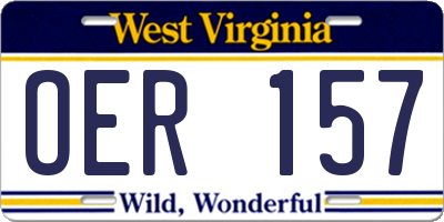 WV license plate OER157
