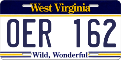 WV license plate OER162