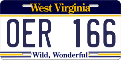 WV license plate OER166