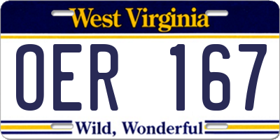 WV license plate OER167