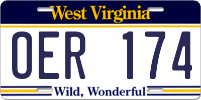 WV license plate OER174
