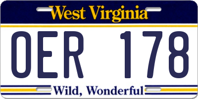 WV license plate OER178