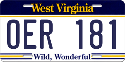 WV license plate OER181