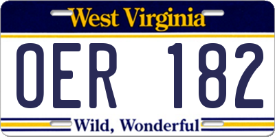 WV license plate OER182