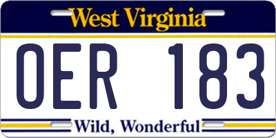 WV license plate OER183