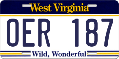 WV license plate OER187