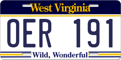 WV license plate OER191