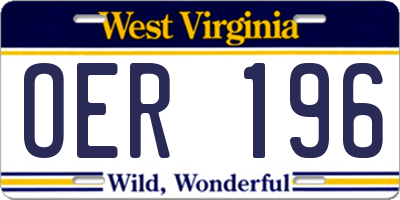 WV license plate OER196