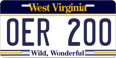 WV license plate OER200