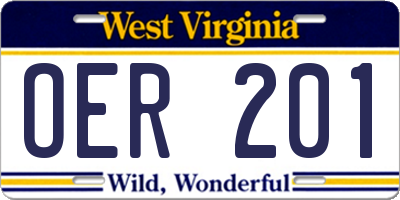 WV license plate OER201