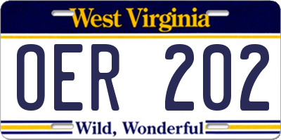 WV license plate OER202