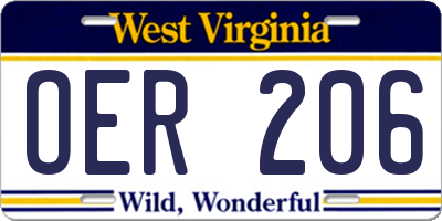 WV license plate OER206