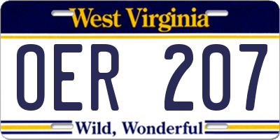 WV license plate OER207