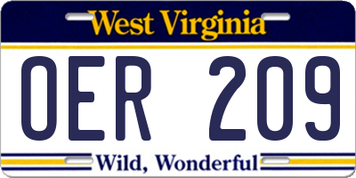 WV license plate OER209