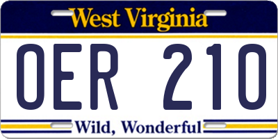 WV license plate OER210