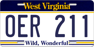 WV license plate OER211