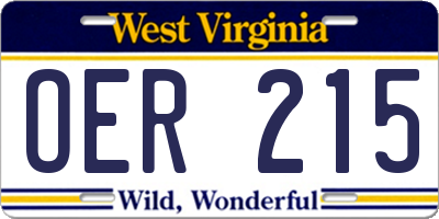 WV license plate OER215
