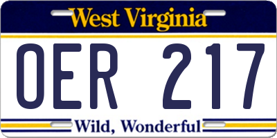 WV license plate OER217