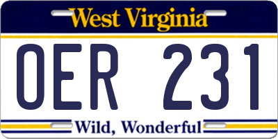 WV license plate OER231