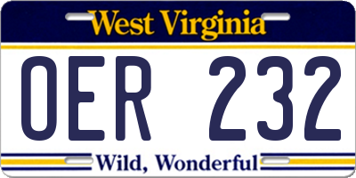 WV license plate OER232