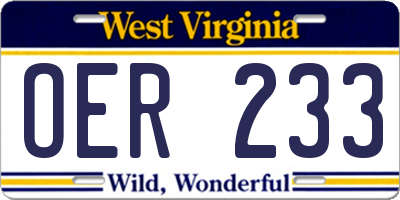 WV license plate OER233