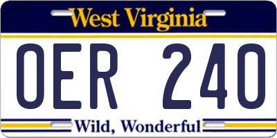 WV license plate OER240