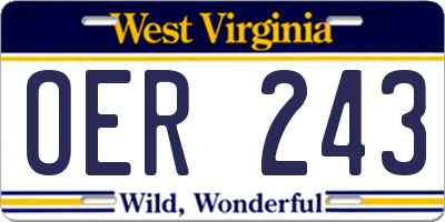 WV license plate OER243