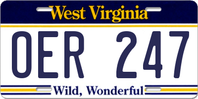 WV license plate OER247