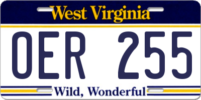 WV license plate OER255
