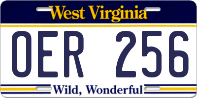 WV license plate OER256