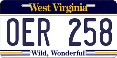 WV license plate OER258
