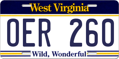 WV license plate OER260