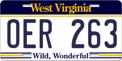 WV license plate OER263