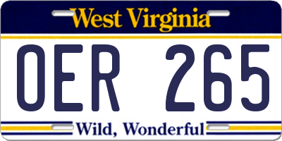 WV license plate OER265