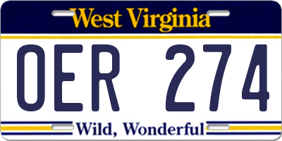 WV license plate OER274