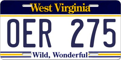 WV license plate OER275