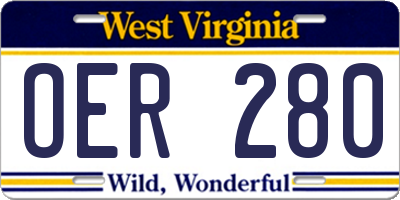 WV license plate OER280