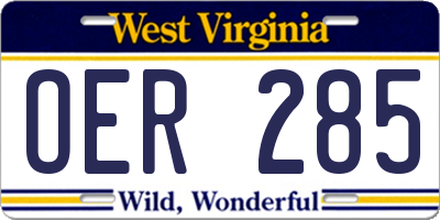 WV license plate OER285