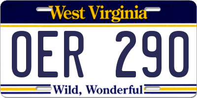 WV license plate OER290
