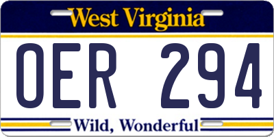 WV license plate OER294